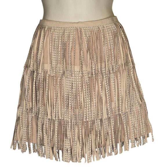 Fringed Faux Suede and Silvery Studded Mini size S - Picture 1 of 5